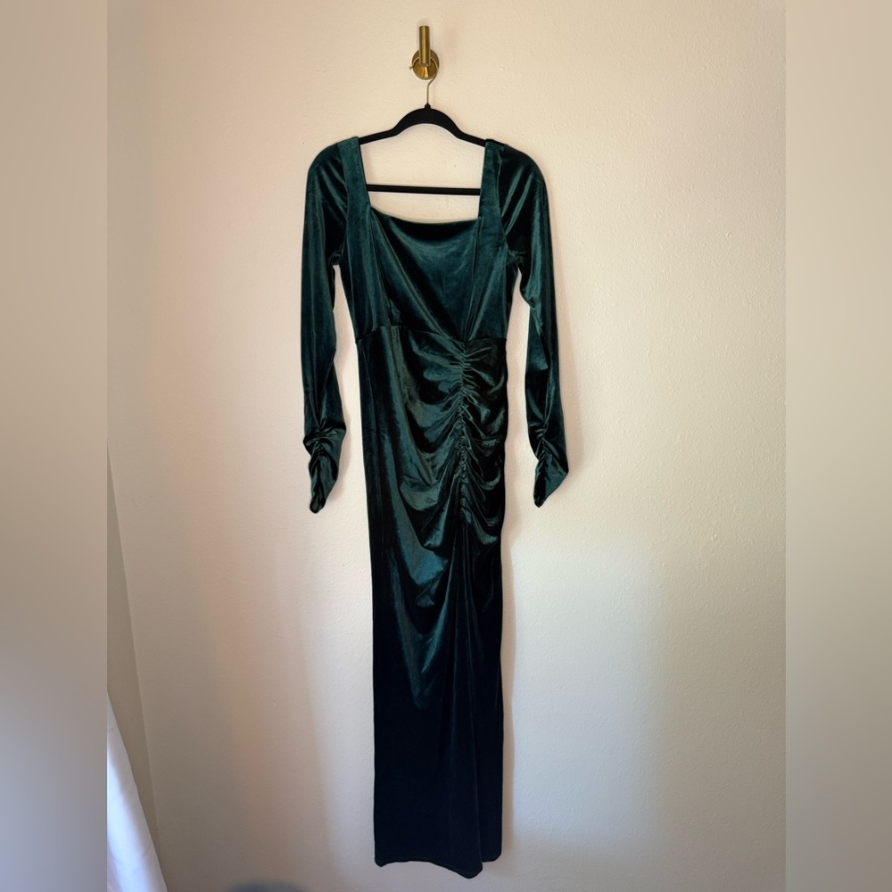 Birdy Grey Emerald Green Long Sleeve Velvet Dress size S